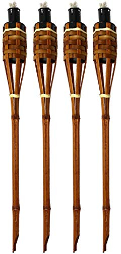 Moritz Lot de 4 torches de jardin en bambou de luxe 60 cm Marron foncé