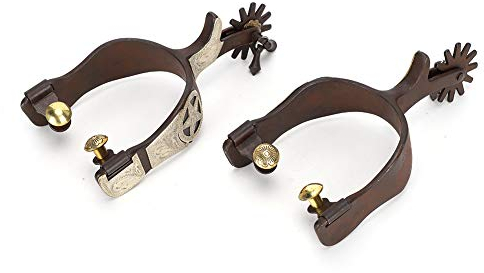 GOTOTOP 2PCS West Spurs Horse Spurs Verziert mit handgeschnitzten Sporen aus Neusilber. Cowboy-Sporen aus kohlenstoffarmem Stahl