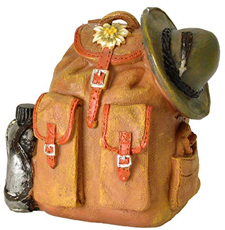 Dragimex Wanderrucksack-Spardose, Spardose, Braun, Dunkelgrün, Naturliebhaber, Wanderer, Unisex