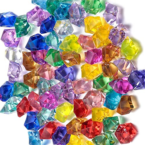 SoundZero Ca. 850 Stücke 14mm Acryl Diamanten bunt Acryl Diamant Edelsteine Bunt Transparent Kristall fur Kinder Piratenschatz, Vasen, Tischdeko, Party Mitgebsel, Hochzeit, Deko, Basteln
