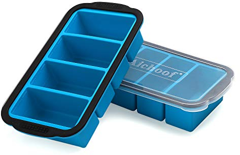 1 tazza vassoio per congelatore extra grande per zuppa, brodo, salsa, contenitore per cubetti di ghiaccio con coperchio, contenitore in silicone per congelatore – fa quattro grandi porzioni, 1 tazza