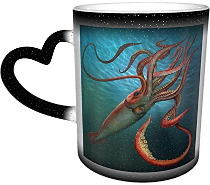 Oaieltj - Tazza divertente per cambiare il calore, motivo: calamaro gigante, personalizzabile con colori sensibili al calore