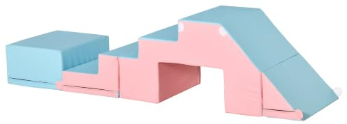 HOMCOM Soft Play Set, 2 Piece Climb and Crawl, for 1-3 Years, Multicoloured | Toddler Soft Play Equipment