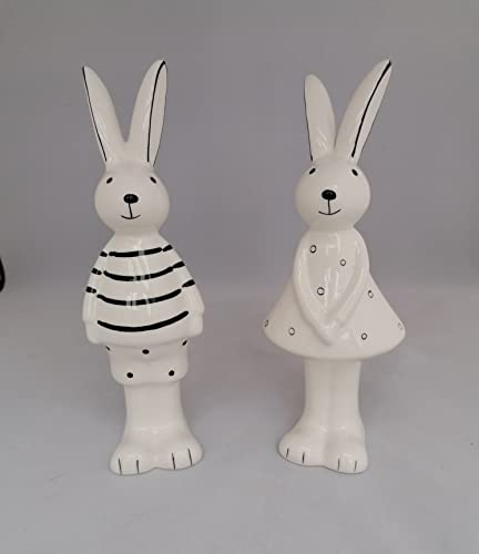 Exner Hasenpärchen Ivory, aus Keramik, in schwarz/weiß, glasiert