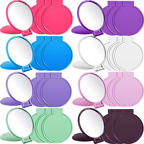 Jetec 80 Piezas de Mini Espejo Plegable Redondo Compacto portátil de Bolsillo Espejo de Maquillaje pequeño Espejo Vintage portátil de Viaje Espejo de Maquillaje para Mujeres y niñas, Uso Diario, 10