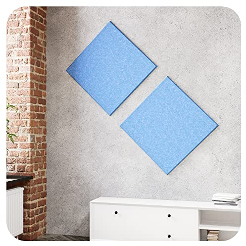 vilz Akustikfilz Paneel 2 Stück aus 100% recyceltem Filz - Schallschutz Filzplatten quadratisch 550x550x12 mm Farbe Himmelblau
