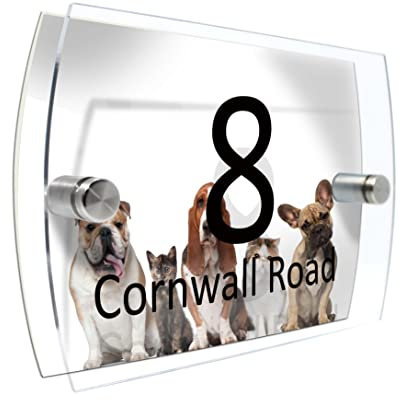Personalised House Number Sign for Dog Lovers (Cat and Dogs)