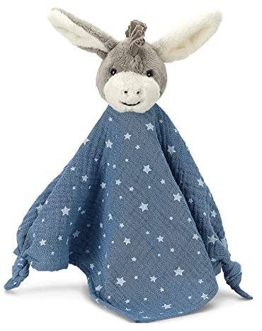 Sterntaler Schmusetuch in verschiedenen Motiven mit Ihrem Wunschnamen Bestickt (Motiv Emmi blau Sterne)