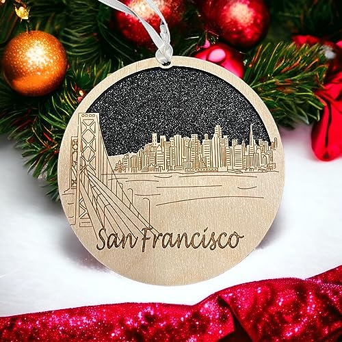 San Francisco Weihnachtsbaumschmuck aus Holz mit Stadt San Francisco Geschenk