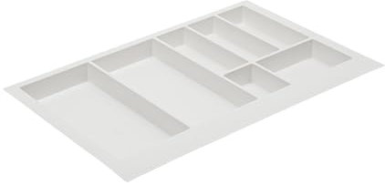 GTV - Axispace - Inserto per cassetto, portaposate per cassetti, portaposate, inserto per cassetto, armadio da cucina, vassoio posate, in plastica, colore: bianco, 740 x 472 mm