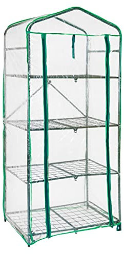 STI Serra scaffale fioriera da Balcone terrazza Giardino, 4 Ripiani 70x50x160 H per Piante e Fiori, Telo PVC, Pieghevole Apertura a Libro con Blocco Facile da Montare e riporre cm