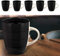 Kaffeebecher 6er Set | Steingut schwarz 360ml 9x11cm | Tasse Becher Henkeltasse Kaffeetasse Teetasse (1 x 6er Set Becher dunkelbraun)