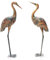 COSTWAY 2er Set Gartenstatuen Kranich, Kranichskulpturen Metall, Dekofigur Outdoor, Vogelskulptur für Rasen Terrasse, Garten, Gartenfigur Gartenvogel Metallfigur, Kranich-Dekoration