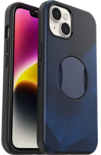 OtterBox iPhone 14 and iPhone 13 OtterGrip Symmetry Series Case - BLUE STORM (Blue), Built-in Grip, Sleek Case, Snaps to MagSafe, Raised Edges Protect Camera & Screen