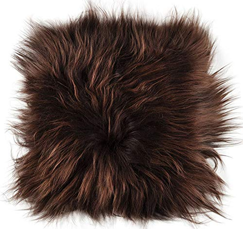Kuhfelle Online & Nomad Lammfell Sitzauflage braun Stuhlkissen aus echtem langwolligen Island Lammfell Natur 37 x 37 cm Schaffell Auflage (Chestnut)