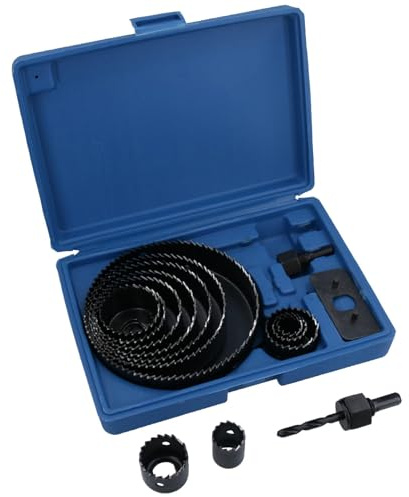 16pc Circular Hole Saw Set Cutter with Arbor and Case 19 – 127mm Wood Steel