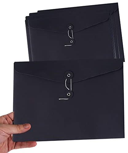 Lot de 10 porte-documents en carton et papier kraft Format A4 Pochette Document en Papier Kraft Sac Enveloppe de Fichiers Epais Portable Chemises Stockage File Folder Papier pour bureau scolaire