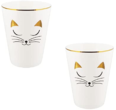 PYLONES, Set mit 2 Tassen 450 ml – Maxi Cup Katze weiß aus Porzellan