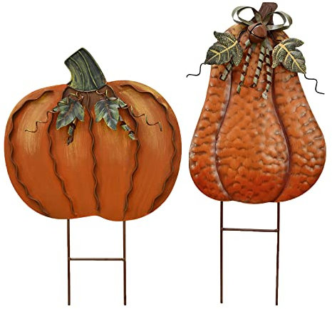 Metall-Kürbispfähle, Hofschilder, Herbstdekoration, dekorativer