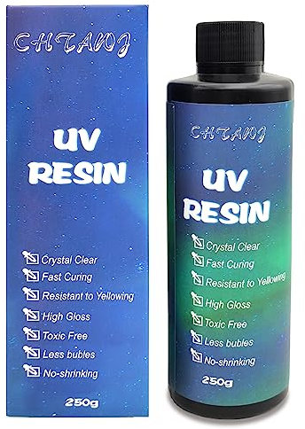 250g UV Resin Crystal Clear Hard Ultraviolet Curing Epoxy Resin DIY Jewellery Making Kit,UV Resin Kit Clear Crystal for Jewelry Making,Hard Type UV Epoxy Resin Glues Craft Kit