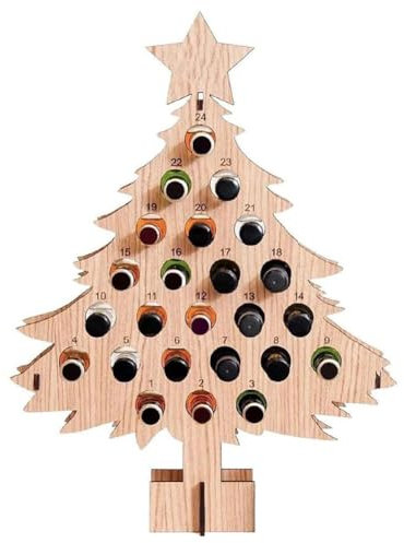Generic 1PC Christmas tree advent calendar/wine rack for adults, wooden wine bottle rack - Advent countdown calendar - Christmas tree alcohol holder for Christmas decoration gifts