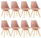 EGGREE Pack de 8 Sillas Comedor Sillas de Cocina Nórdico con Asiento Tapizado y Las piernas de Madera de Haya Maciza - Rosa Ahumado