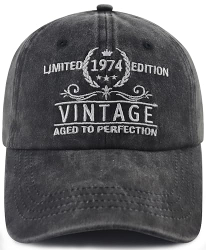 Goyklrb Baseballmütze für Herren und Damen, limitierte Auflage, 1974, verstellbare Baumwolle, bestickt, 50. Geburtstag, Limitierte Auflage 1974, bestickt, schwarz, Einheitsgröße