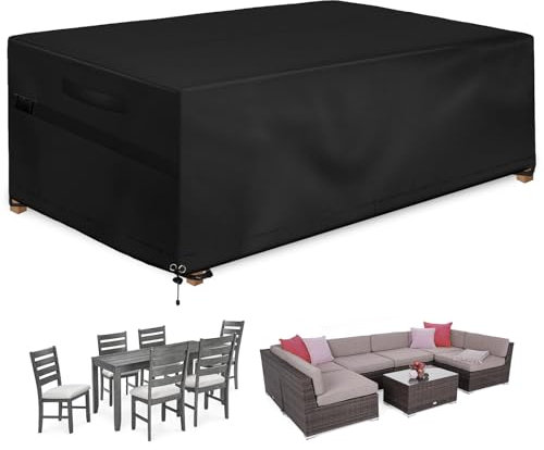Granbest Waterproof Outdoor Garden Furniture Covers,Heavy Duty 600D Oxford Fabric Patio Furniture Cover Patio Table Cover, UV, Tear, Fade Resistant for Garden Table & Chairs (180x120x75, Black)