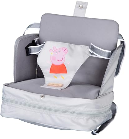roba Boostersitz Peppa Pig - Aufblasbarer Sitz mit erhöhten Seitenlehnen - Mobile Sitzerhöhung für Kinder & Kleinkinder - Für zu Hause und unterwegs - Grau/Rosa
