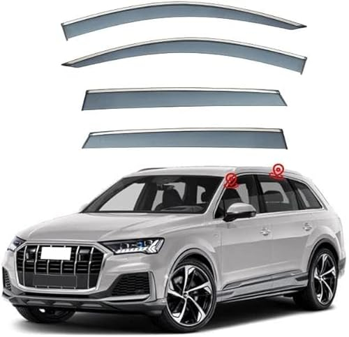 BURIL 4 Stück Auto Windabweiser für Audi Q7 2006-2016+, Seitenscheiben Windabweiser Vorn Hinten Wasserdicht Langlebiger Regenabweiser