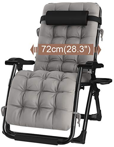 CNBYDK Garten-Sonnenliege, Relaxsessel, Liegestuhl, faltbar, Terrassen-Lounge, Liegestuhl, 72 cm breit, mit Kopfstütze für Outdoor-Terrasse, Camping, Picknick – Grau