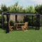 Homgoday Pavillon mit Netzwänden Gartenpavillon mit Schiebedach Partyzelt Festzelt Terrassenpavillon Gartenzelt UV Schutz für Garten, Party Anthrazit 4x3 m Stahl
