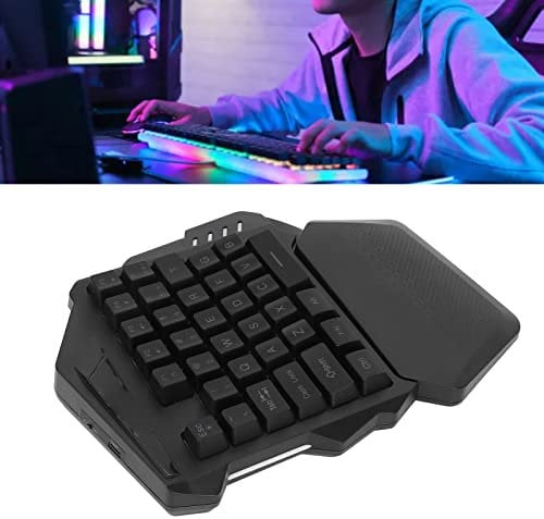 FAUOSWUK One Handed Gaming Keyboard,35 Keys Gaming Keyboard Portable Mini Gaming Keypad 2.4G 8 RGB Backlit ABS Wired Mechanical Keyboard Mini Single Hand Keyboard for PC Gamer