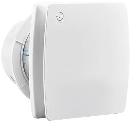 HERLLD Silent Bathroom Extractor Fan with Timer, 4'' / 100mm Bathroom Fan with Backflow Flap, 95m³/h | 12 Watt | 34dB - White