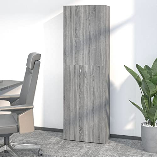 Willood Büroschrank Aktenschrank Mehrzweckschrank Schrank Aufbewahrungsschrank Beistellschrank Holzschrank Büro Grau Sonoma 60x32x190 cm Holzwerkstoff