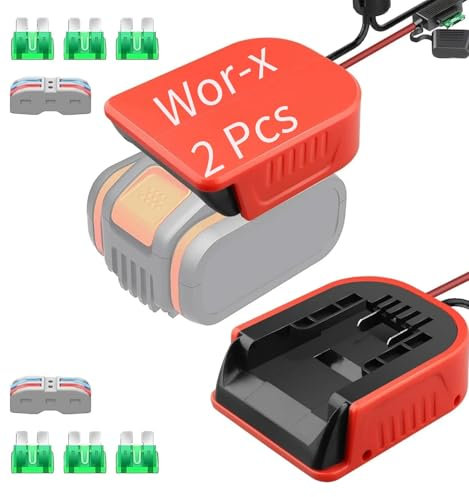 2Pcs Adapters for WORX 20V Battery,Power Wheels with 14 AWG Wire Cable & Fuse & Switch, Power Tool DIY Converter