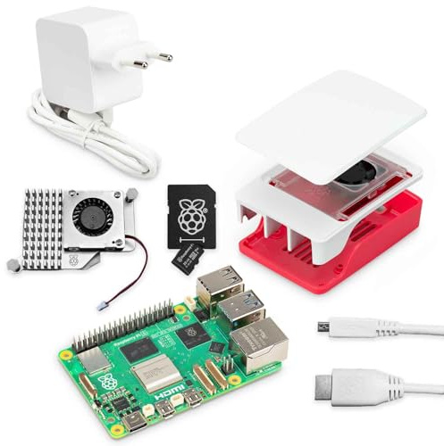 Raspberry Pi 5 Kit 8GB RAM mit hochwertigem original-Zubehör | sofort startklar | Farbe: weiß