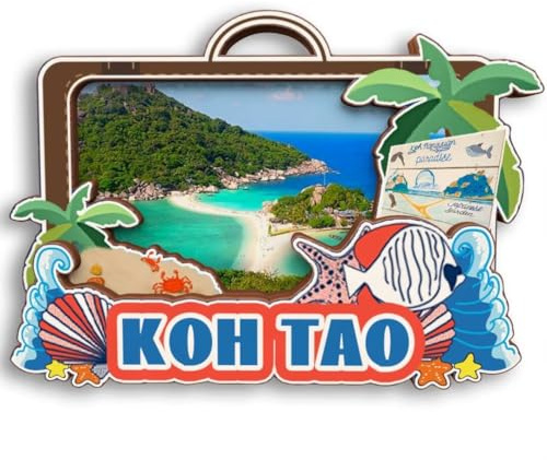KOH Tao Thailand Holz-Kühlschrankmagnet, 3D-Kühlschrankmagnet, Stadt, Reise, Souvenir, niedliche Kühlschrank-Aufkleber, Heimdekoration, Küchendekoration