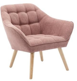 Vente-unique - Fauteuil en Tissu Rose chiné Caserta - Scandinave