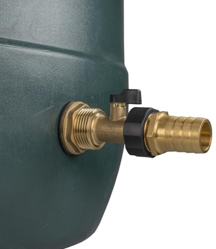 1 Brass Metal Lever Water Butt Replacement Tap with Quick Hosepipe Outlet – Durable Bib Tap for Garden Watering and Irrigation Systems (Brass Valve 1 Barb)