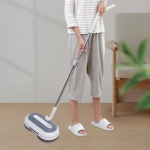 WindWilder Kabelloser Elektrischer Bodenwischer 30W, 150-180RPM Kabelloser Mopp, Elektrischer Sprühmopp, Einstellbare Mop Länge 94-124cm, Elektrischer Mop mit Sprühfunktion und LED