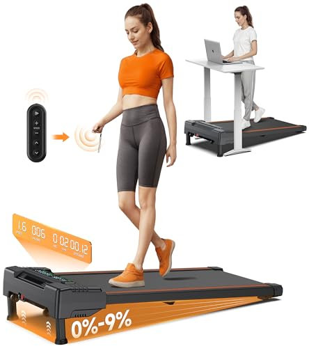 Walking Pad mit Automatischer 9% Steigung, REPOWER Walkingpad Leise mit Fernbedienung bis 6 km/h, Laufband für zuhause, LED Display, 136 kg Belastbarkeit