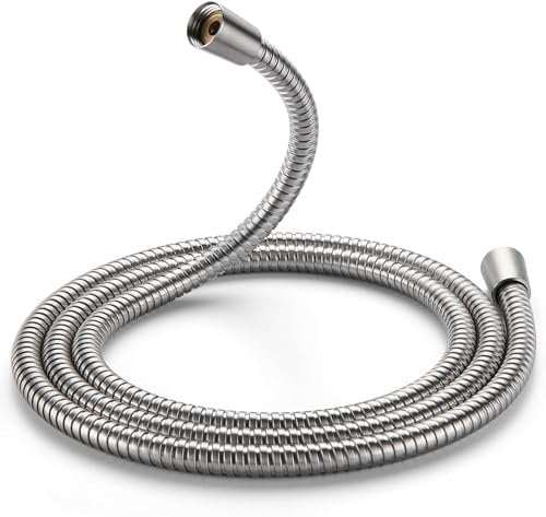 Cobbe Shower Hose 1.5m, Stainless Steel Shower Pipe, Anti Twist,Leakproof and Anti-Kink Universal Standard Fit G1/2 Replacement Hose, Chrome -Silver