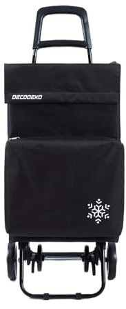 Carro de Compra Plegable con Termo Ligero, 100x41x33cm, Capacidad 48 litros, 4 Ruedas, Empaque Cartón Reforzado, Garantía 3 Años (Negro+Termo)