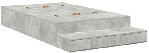 vidaXL Stauraum Bettgestell Beton Grau 120X200 cm Holzwerkstoff Viele Schubladen Modernes Design Einfache Montage Innen Schlafzimmer Möbel Bett Lösungen Stylische Deko Langlebig