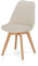 KHG Esszimmerstuhl Polsterstuhl Skandi Look - Stuhlbeine Massivholz Buche, Kunststoff Sitzschale und Sitzkissen mit Cordbezug, modern & pflegeleicht, belastbar bis 150 kg - Creme