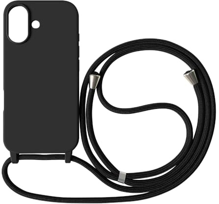 Ququcheng Kompatibel mit iPhone 17(6.3) Hülle,Handykette Hülle Silikon Seil Necklace Handyhülle mit Kordel Tasche TPU Bumper Schutzhülle für iPhone 17(6.3)-Schwarz