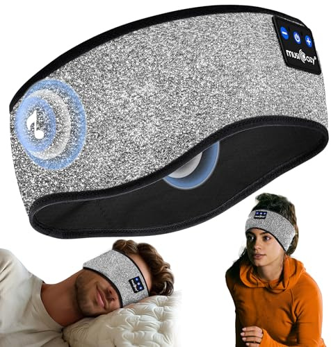 MUSICOZY Bluetooth Sleep Headphones, Wireless Headband Headphones for Sleeping & Side Sleepers, Comfortable Music Headphones with Microphone & 16Hrs Playing, Gifts for Travel,Relaxtion,Nap,Sport