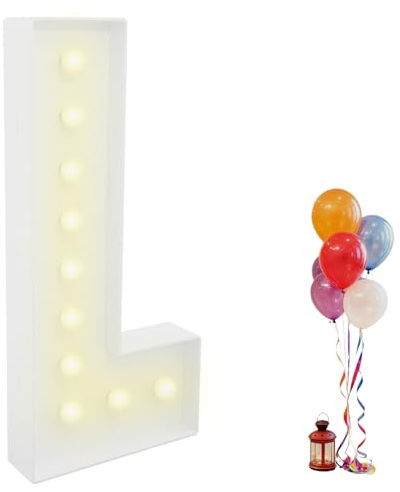 Garbenat LED Leuchtbuchstaben 91,5 cm Gigantische Leuchtende Buchstaben Deko 3D Dekoration Lichter mit 10 x LED-Birnen Warmes Licht Groß Leuchtbuchstaben Buchstabe für Geburtstag, Jahrestag Party (L)