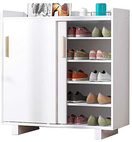 Armario zapatero con puertas correderas para sala de estar, pasillo y dormitorio, diseño a prueba de polvo, color blanco, 80 x 34 x 100 cm